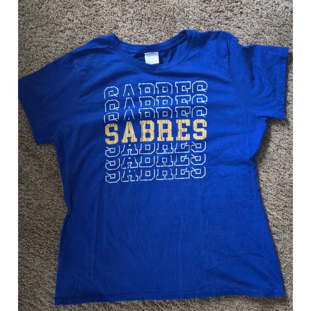 Buffalo Sabres Womens Large T Shirt Blue Cotton NHL Port & Company Fan Favorite